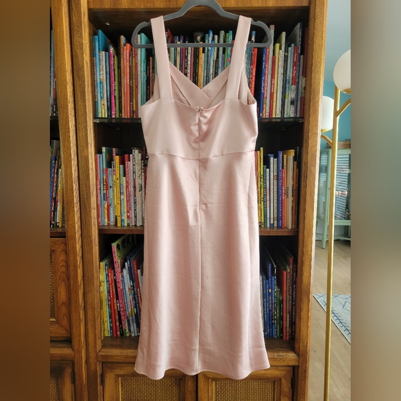 Satin Cocktail Slip Dress Express NWT blush pink vintage style V Neck - Picture 3 of 5